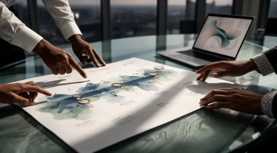 Marketing-Jahresplan mit Meilensteinen und Roadmap-Visualisierung für 12 Monate