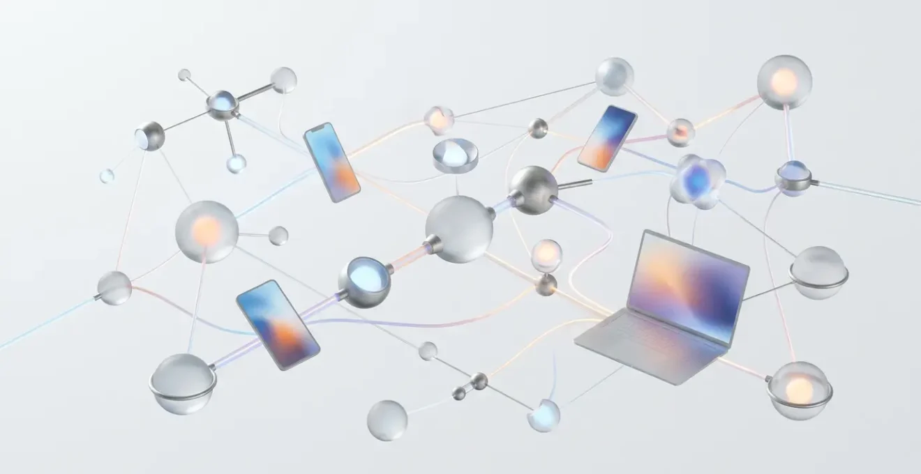 Strategische Remarketing-Darstellung mit mehreren vernetzten Touchpoints und personalisierten Nachrichten