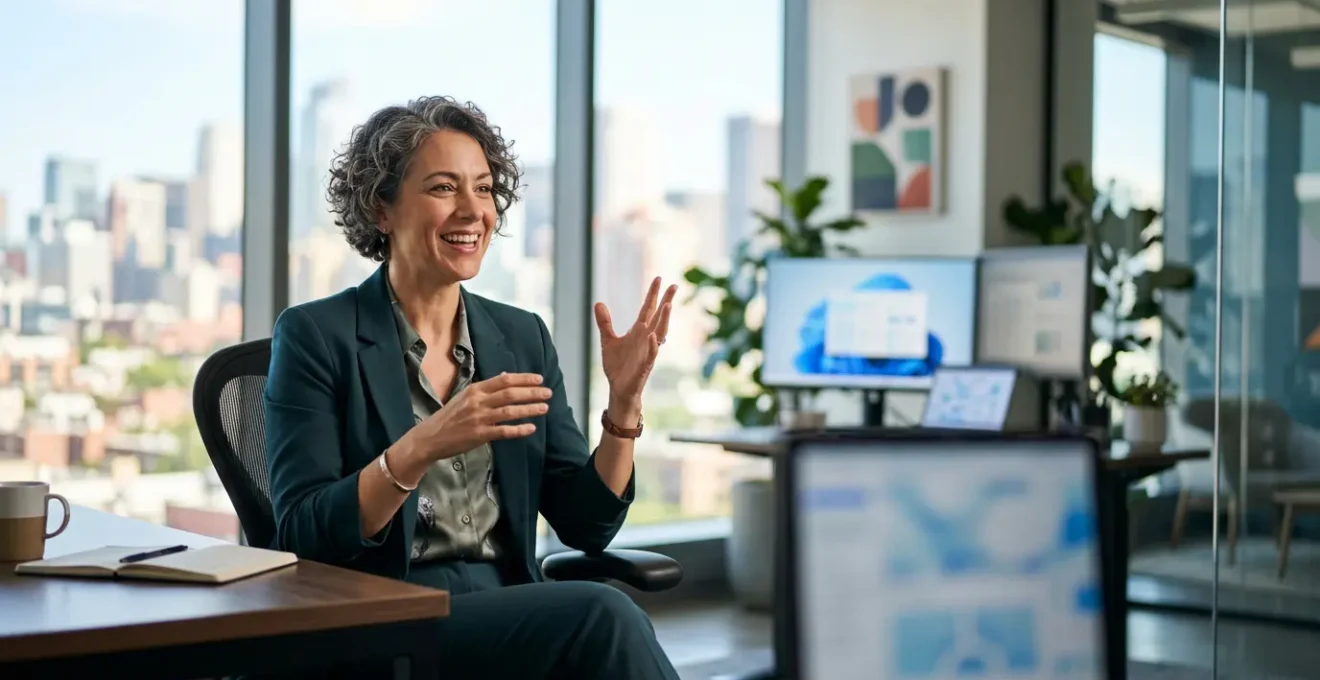 Professioneller LinkedIn Thought Leader in modernem Büro kommuniziert authentisch